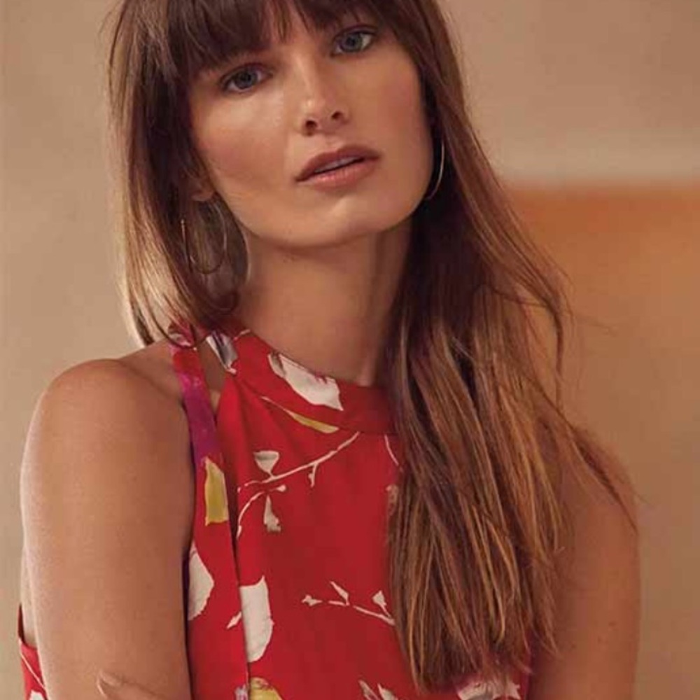 Banana Republic Red and White Floral Dress XS EUC Maxi Lined Pockets - Picture 2 of 13